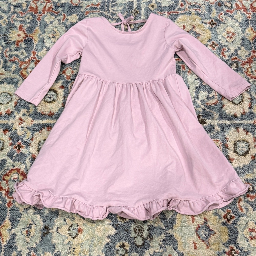 Abby & Evie Ruffle Hem Dress Girls 8 Pink Long Sleeve Balletcore EUC